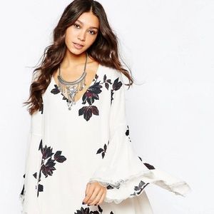 Free People Bell Sleeve Wanderer Mini Dress